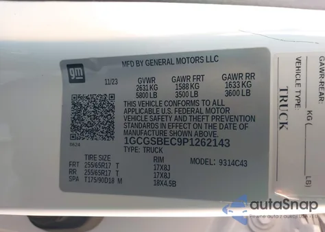 2023 Chevrolet Colorado 2Wd Short Box Wt from USA, damaged, VIN 1GCGSBEC9P1262143